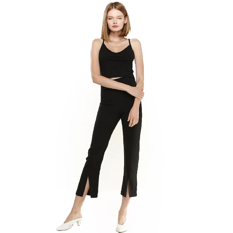 Women's High-Waisted Cropped Pants In Black