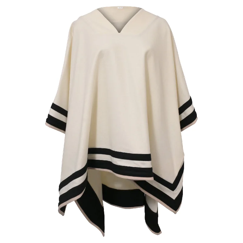 Altuzarra Colorblock Pattern Cape in White Wool