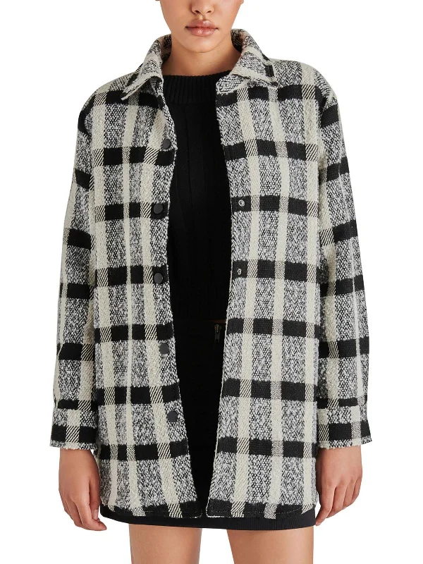 Eldrige Womens Wool Blend Plaid Shirt Jacket