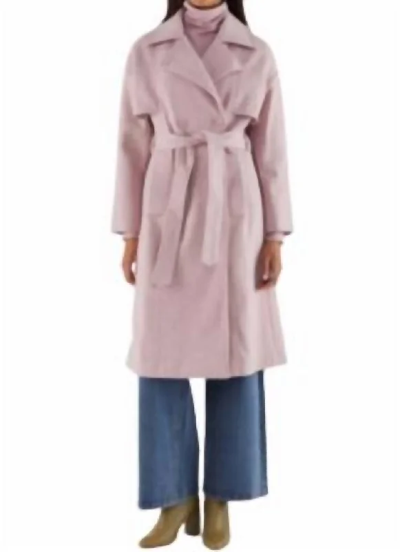 Women's Coat With Belt In Pink