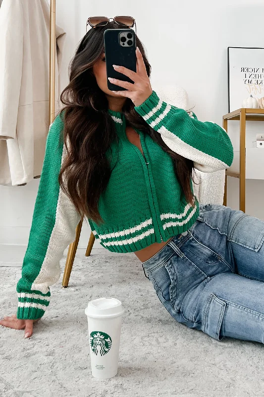 Made Varsity Zip-Up Sweater Jacket (Green)