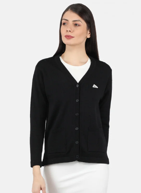 Women Black Solid Cardigan