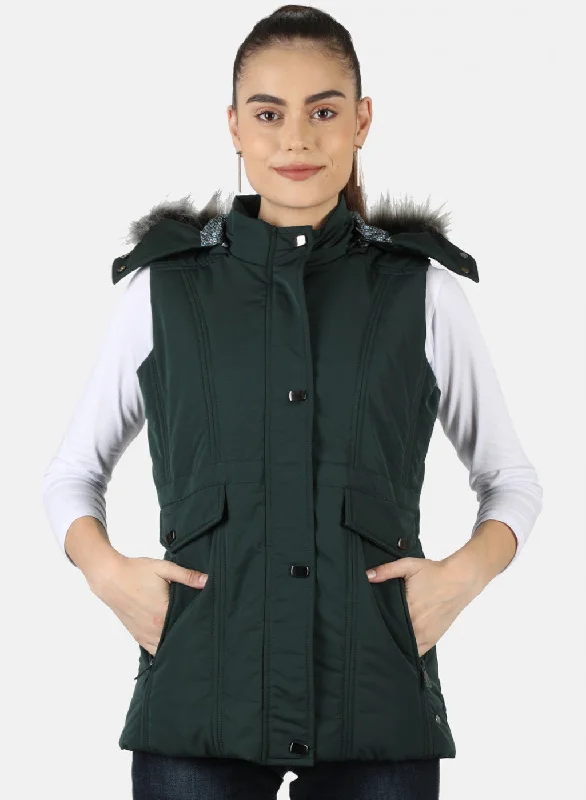 Women Green Solid Jacket