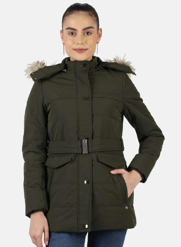 Women Green Solid Jacket