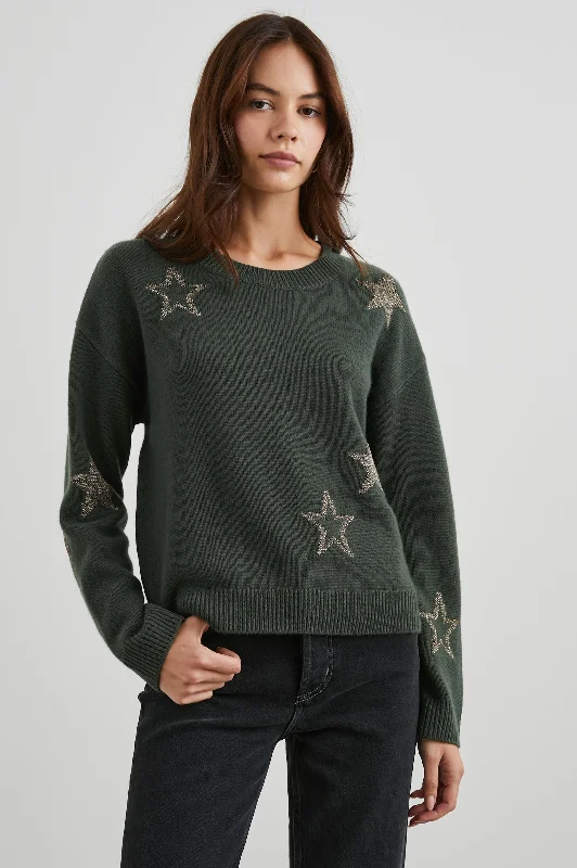 PERCI SWEATER - OLIVE GOLD STARS