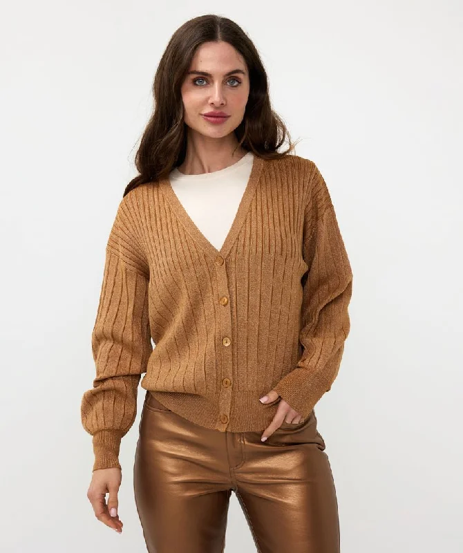 Cardigan Rib Lurex - Caramel