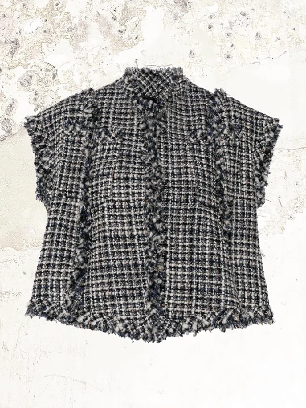 sacai sleeveless tweed jacket