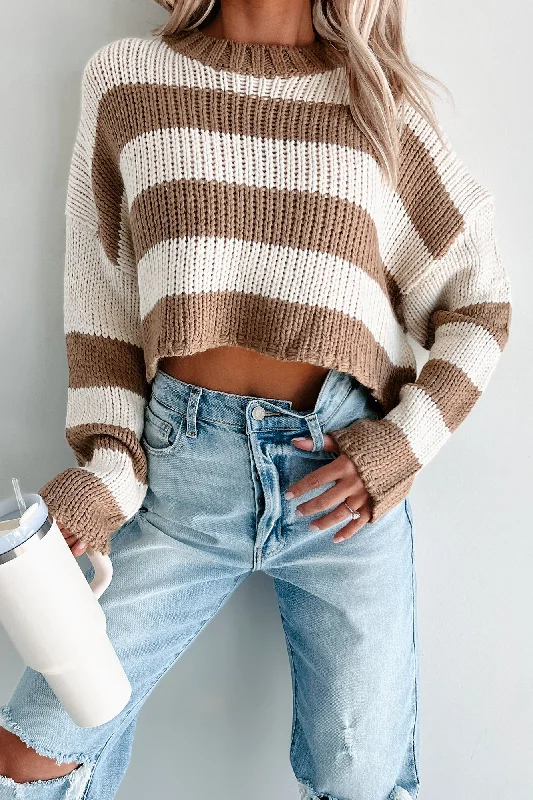 Share Your Story Striped Crop Sweater (Cream/Taupe)