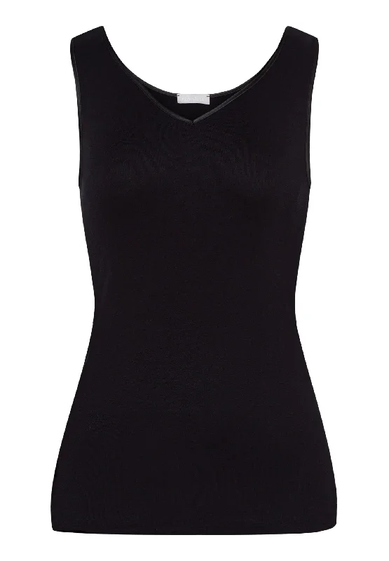 Cotton Seamless Cotton V-Neck Tank Top | Black 71602-019