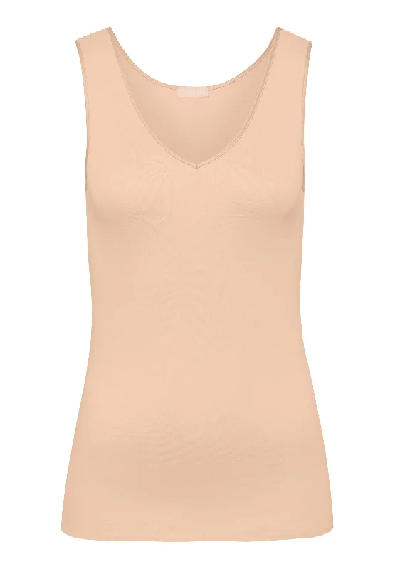 Cotton Seamless Cotton V-Neck Tank Top | Beige 71602-274