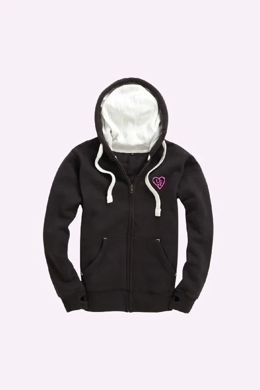 Luxe - Love Black Zip Up Hoodie