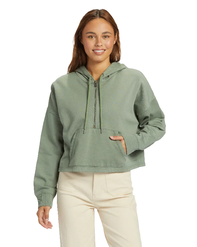 Drakes Cove Half Zip Hoodie in Agave Green