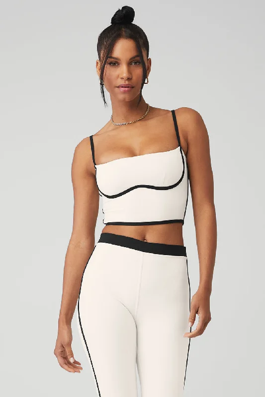 Airbrush Streamlined Bra Tank - Ivory/Black