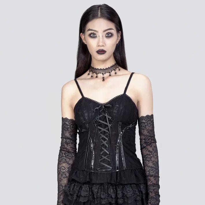 Women's Gothic Ripped Lace-up Tank Top