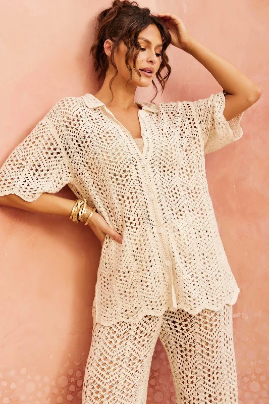 Heat Wave Crochet Shirt - Beige