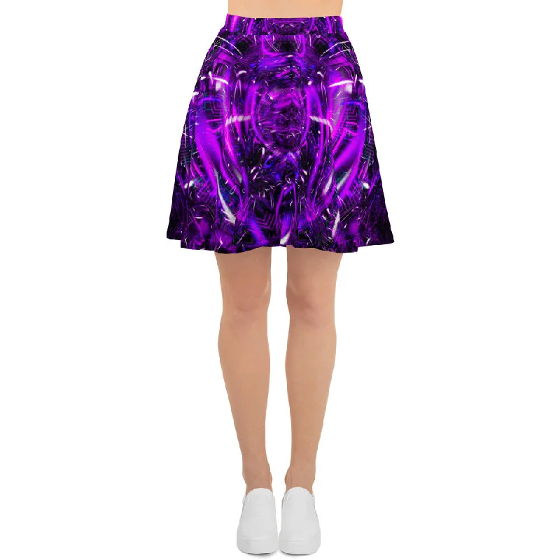 Purple Portal High Waist Skater Skirt