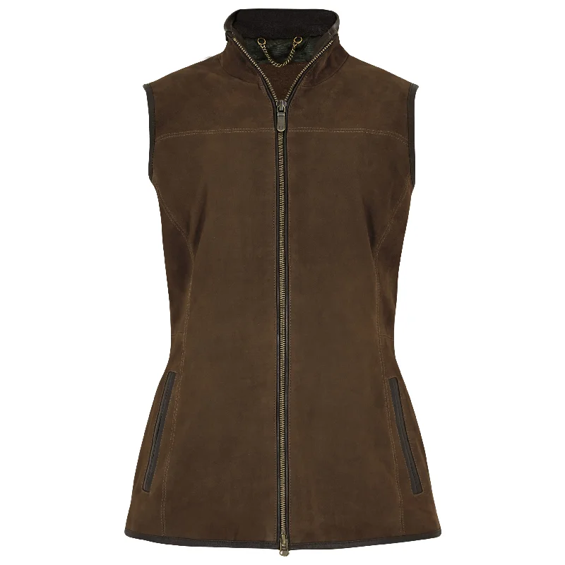 Dubarry Kingston Ladies Leather Gilet - Walnut