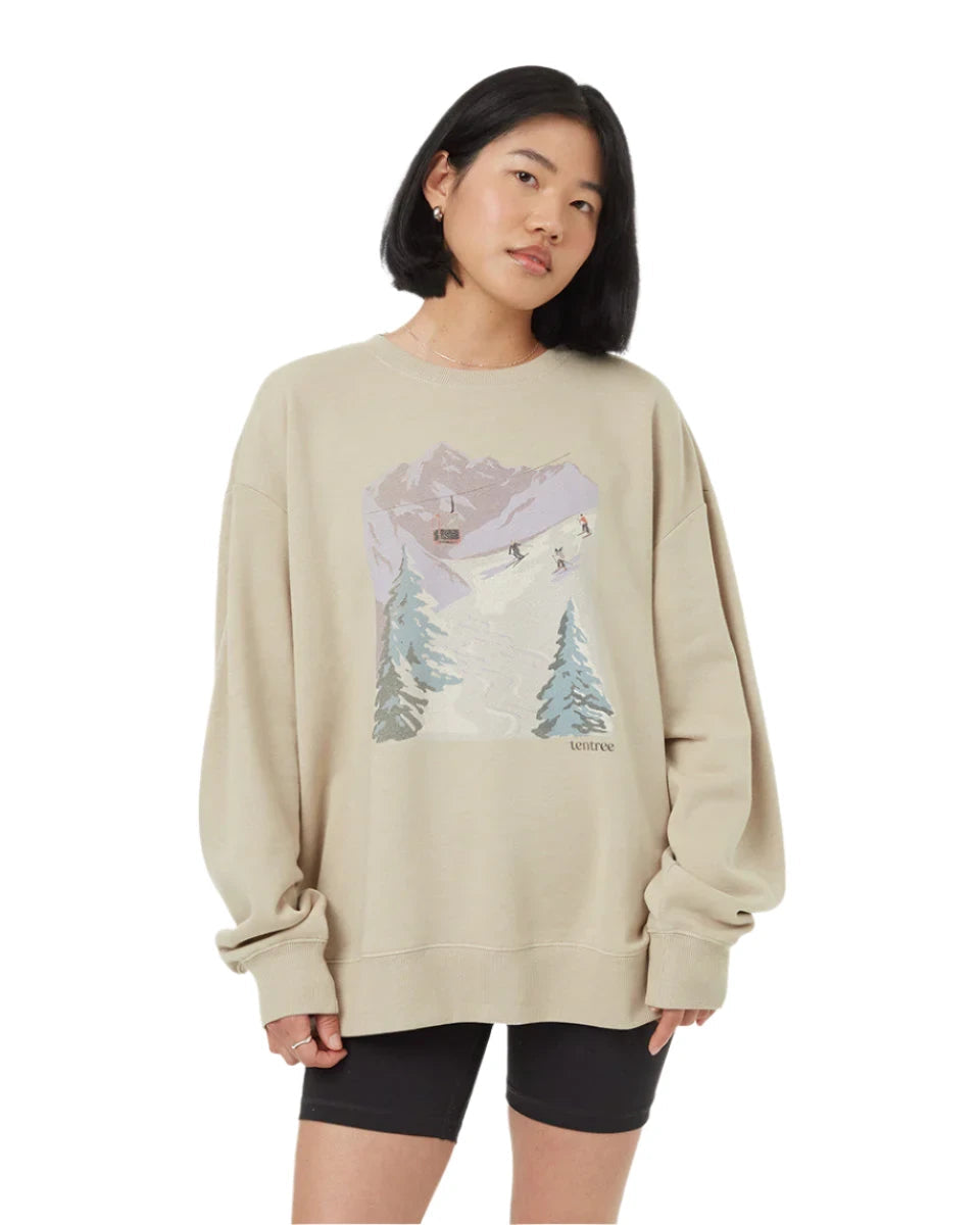 TENTREE Women's Alpine Oversized Crew Pale Oak Purple Sage