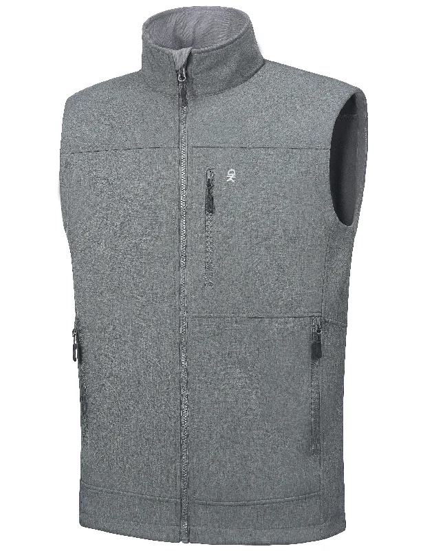 Men's Lightweight Softshell Fleece Lined Warm Vest ,Sleeveless Outerwear Jacket