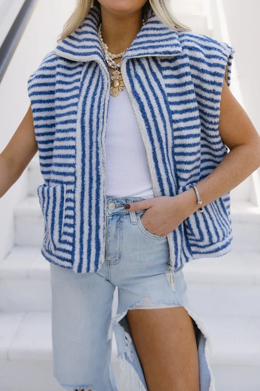 Taya Stripe Vest - Blue