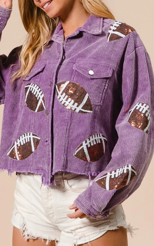 Vintage Violet Sequin Football Corduroy Jacket